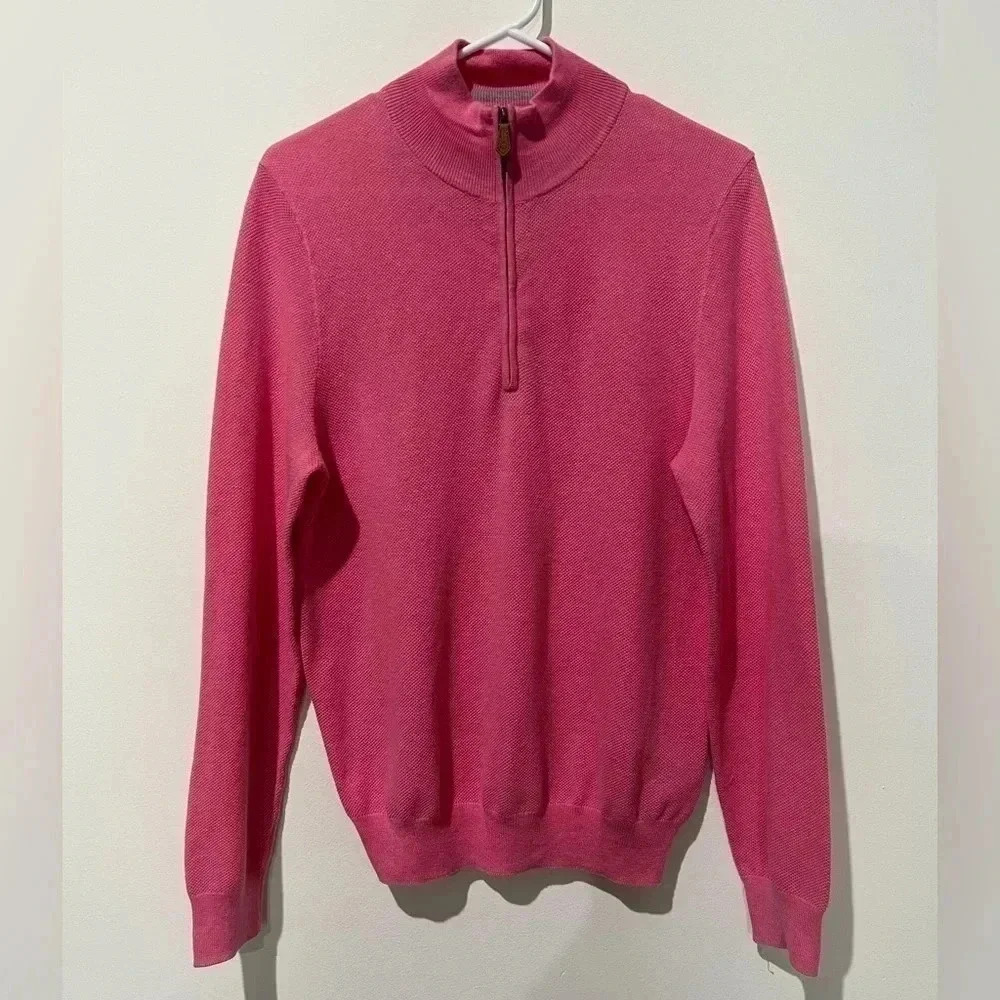 Brooks Brothers Quarter Zip Cotton Pullover Pink Sz S